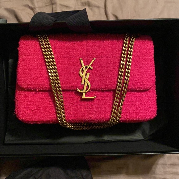 Saint Laurent Small Monogram Quilted Leather Bag in Pink